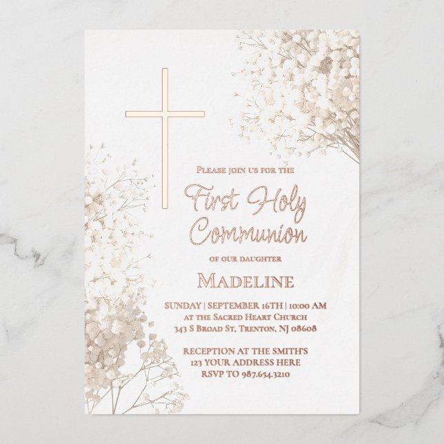 baby's breath white flowers First Holy Communion (Front)