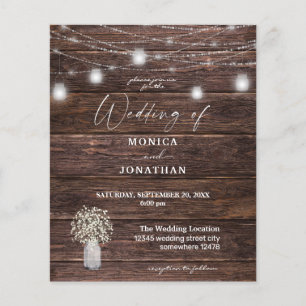 Baby's Breath, Wood, & Jar String Lights Wedding F Flyer