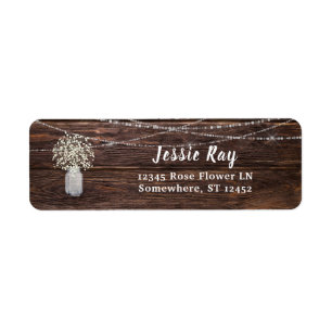 Baby's Breath Wood & String Light Return Address Label