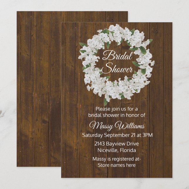 Babys Breath Wreath Bridal Shower Invitation (Front/Back)