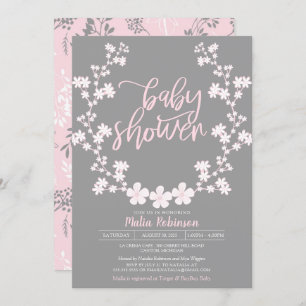 Baby's Breath Wreath Floral Baby Shower Invitation