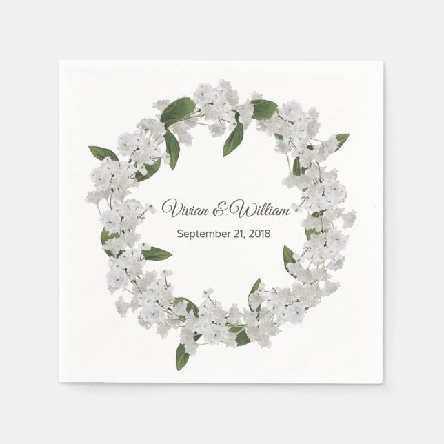Babys Breath Wreath Wedding Paper Napkin (Front)