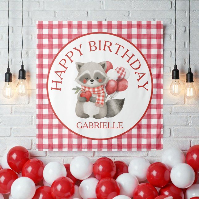 Baby's Cherry First Red Gingham Birthday  Tapestry (Creator Uploaded)