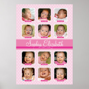 BABY'S FIRST 12 MONTHS BIRTHDAY KEEPSAKE girl Poster