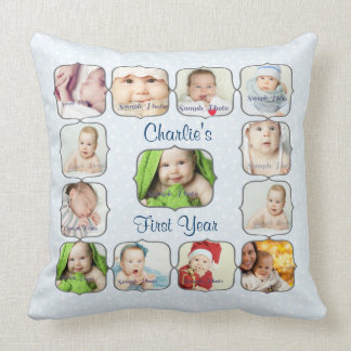 Baby's First 1st Year Photo Collage Pillow