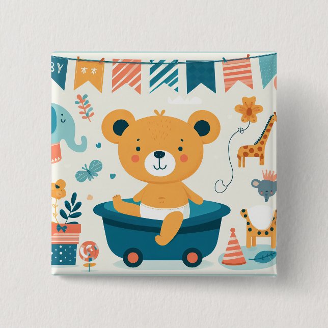 Baby's First Bath 15 Cm Square Badge (Front)