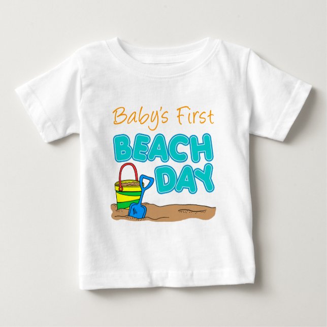 Baby's First Beach Day Baby T-Shirt (Front)