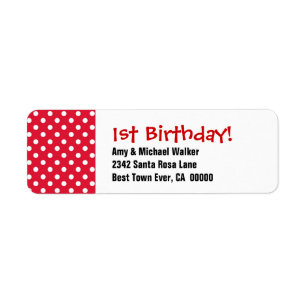 Baby's First Birthday 1st Cute Polka Dot Pattern Return Address Label