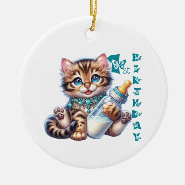  Baby's first birthday. Ceramic Ornament (Front)