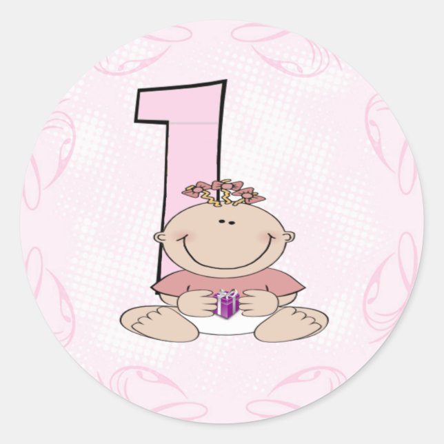 Baby's First Birthday Classic Round Sticker (Front)