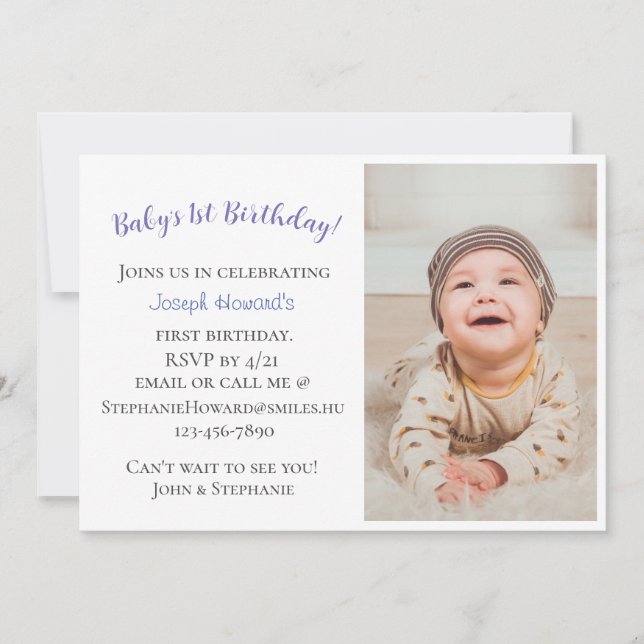 Baby's First Birthday Personalised Invitation (Front)