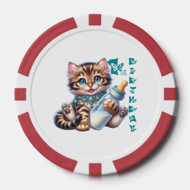  Baby's first birthday. Poker Chips (Front)