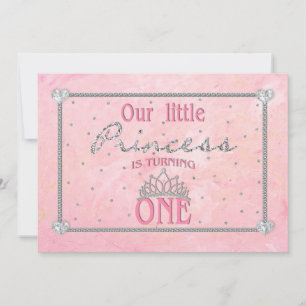 BABY'S FIRST BIRTHDAY - PRINCESS INVITATION - PINK