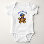 Baby's First Chanukah Baby Bodysuit<br><div class="desc">Buy this cute little teddy bear with dreidels on his cap and a Jewish star in his belly to celebrate a child's first Chanukah</div>