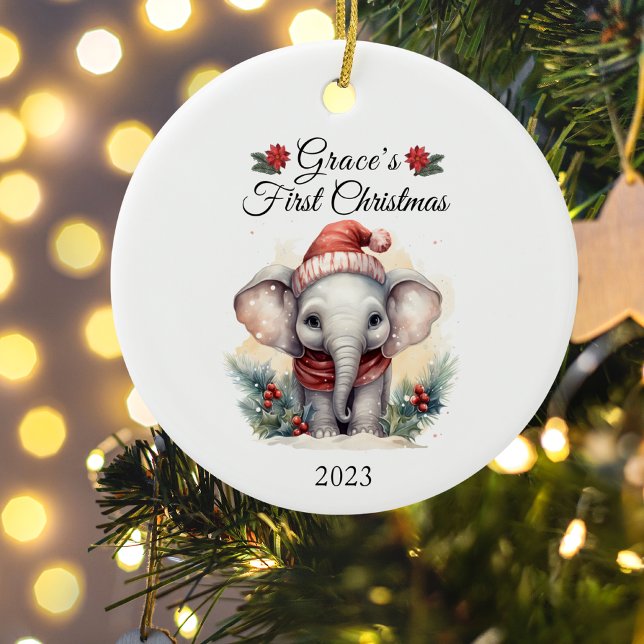 Baby's First Chrismas Elephant  Ceramic Ornament (Creator Uploaded)