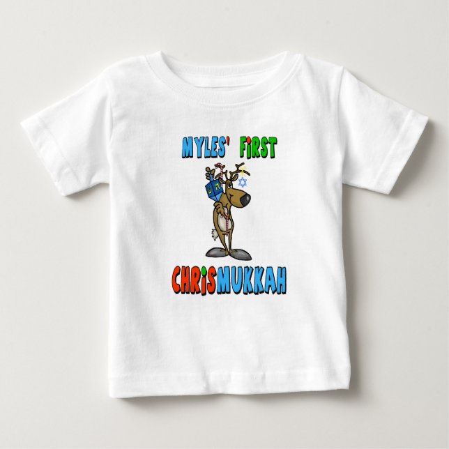 Baby's First Chrismukkah Custom Name T-Shirt (Front)