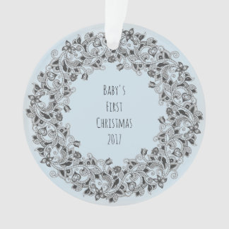 Baby's First Christmas 2017 light blue ornament