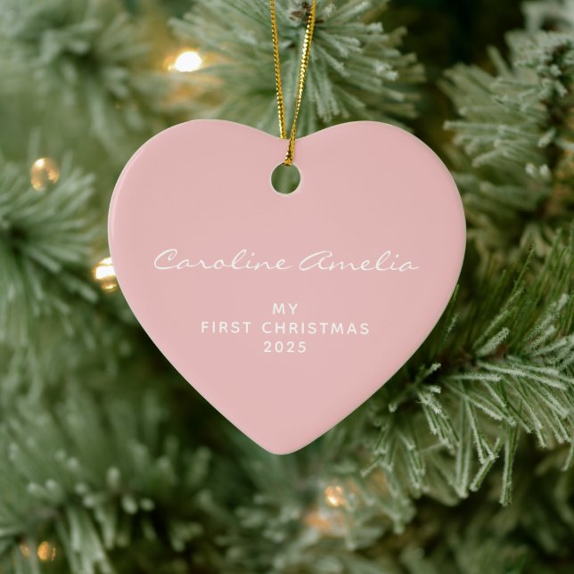 Baby's First Christmas 2022 Personalised Pink Ceramic Ornament (Tree)