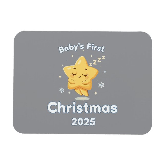 Baby's First Christmas 2025 Cute Sleeping Star Magnet (Horizontal)