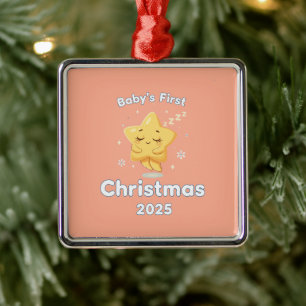 Baby's First Christmas 2025 Cute Sleeping Star Metal Ornament