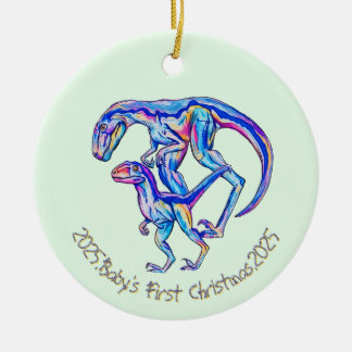 Baby's First Christmas 2025 Velociraptor Ceramic Ornament