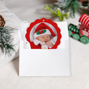 Baby's First Christmas Adorable Red Christmas Tree Decoration Card