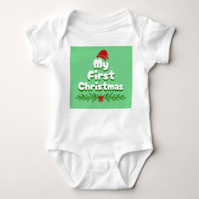 Babys First Christmas Baby Bodysuit (Front)
