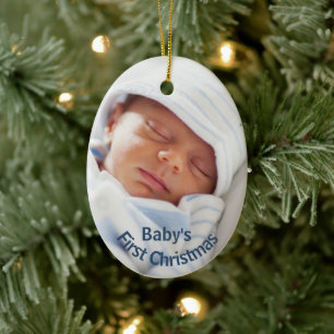 Baby's First Christmas   Baby Boy Blue Ceramic Ornament