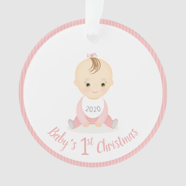 Baby's First Christmas Baby Girl and her Mobile Ornament (Front)
