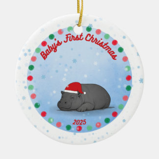 -Baby's First Christmas -Baby Hippo Ornament