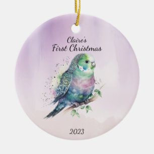 Baby's First Christmas Bird Personalised Ceramic Ornament