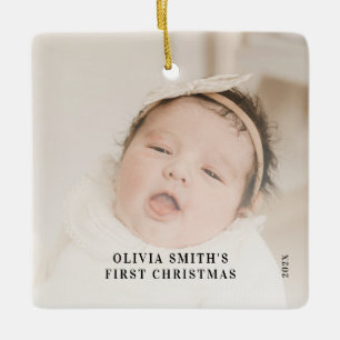 Babys First Christmas  Birth Stats Announcement  C Ceramic Ornament