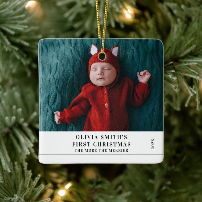 Babys First Christmas  Birth Stats Announcement  Ceramic Ornament (Tree)