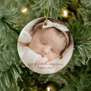 Baby's First Christmas Birth Stats Ceramic Ornament