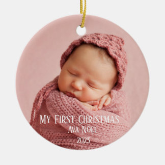 Baby's First Christmas Birth Stats Christmas Tree Ceramic Ornament