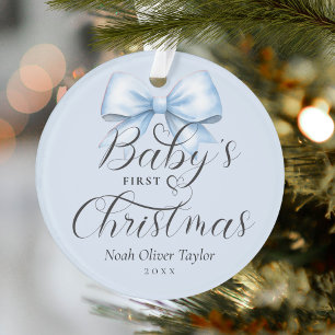 Baby's First Christmas Blue Bow Keepsake Ornament