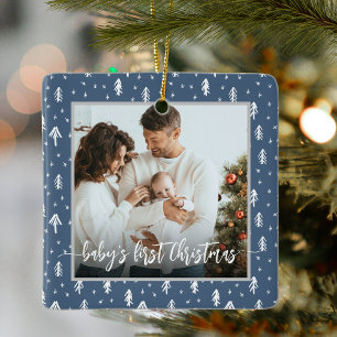 Baby's First Christmas Blue Ceramic Ornament
