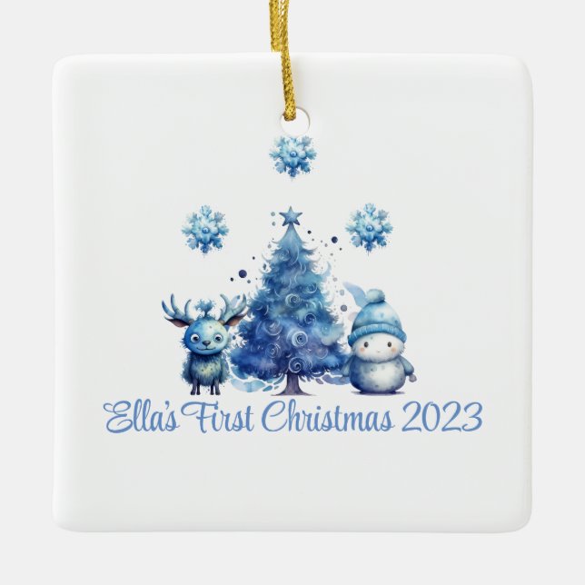 Baby's First Christmas Blue Ornament (Front)