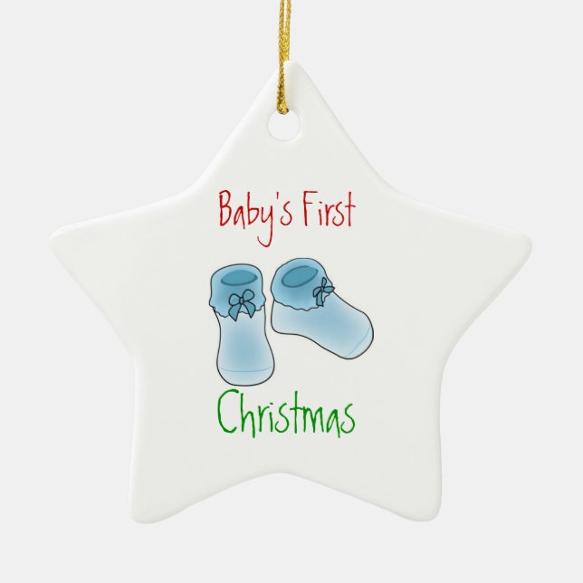 Baby's first Christmas (boy) Ceramic Tree Decoration (Front)