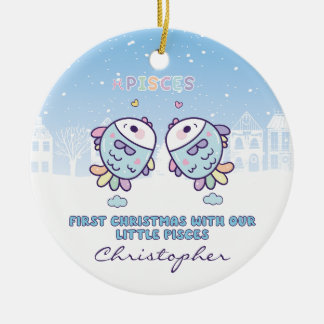 Baby's First Christmas by Zodiac Sign Personalised Ceramic Ornament
