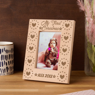 Baby's First Christmas Calligraphy  Etched Frames