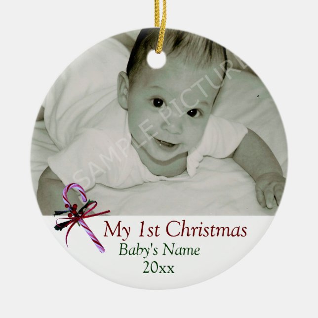 Baby's First Christmas Candy Cane Ornament (Front)