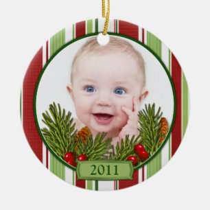 Baby's First Christmas Candy Stripes Ceramic Tree Decoration