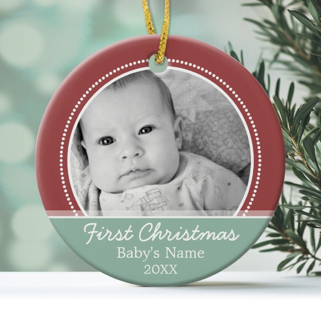 Babys First Christmas Ceramic Ornament (Personalized Photo Ornament - Baby's First Christmas)