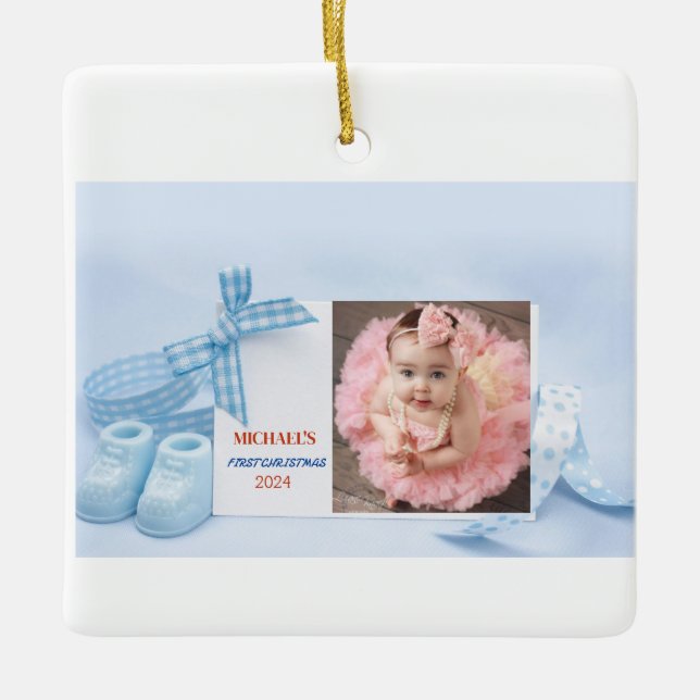 babys first christmas ceramic ornament (Front)