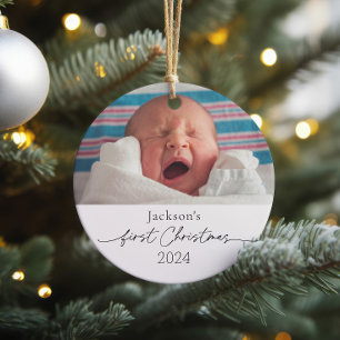 Baby's First Christmas Ceramic Photo Ornament