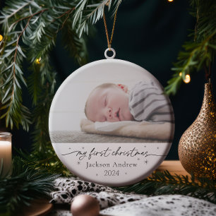 Baby's First Christmas Ceramic Photo Ornament