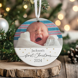 Baby's First Christmas Ceramic Photo Ornament