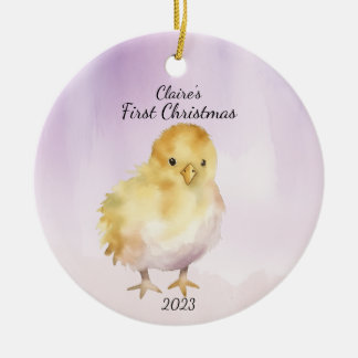 Baby's First Christmas Chick Personalised Ceramic Ornament