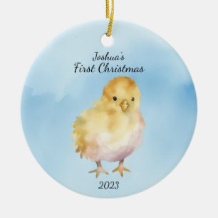 Baby's First Christmas Chick Personalised Ceramic Ornament